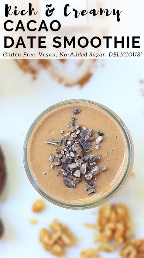 Date Smoothie Recipes, Date Smoothie, Cacao Smoothie, Apricot Smoothie, Snack Prep, Raspberry Smoothie, Healthy Treat, Nourishing Foods, Strawberry Smoothie