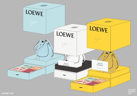 LOEWE 520 Campaign on Behance Box Design Ideas Packaging, Loewe Packaging, Package Box Design, Concept Portfolio, Box Design Ideas, 3d Packaging, Resume Portfolio, Print Crafts, Box Poster