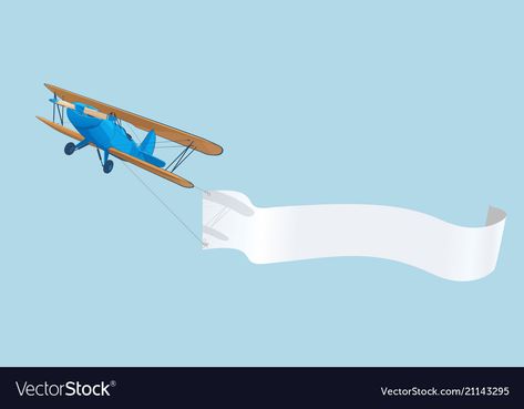 Plane With Banner Illustration, Plane With Banner, Airplane Banner, Flying Banner, Blue Airplane, Sky Vector, Abi Motto, Advertising Banner, Banner Advertising