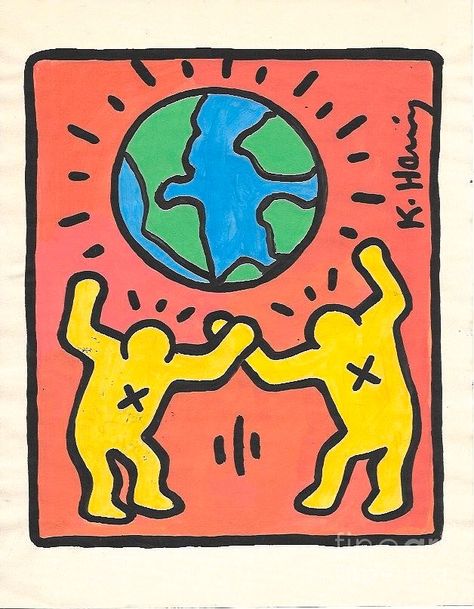 Keith haring art Woodworking Art Ideas, Cartoon Network Art, Globe Earth, Keith Haring Art, Haring Art, Art Alevel, Globe Art, Keith Haring, Famous Artists