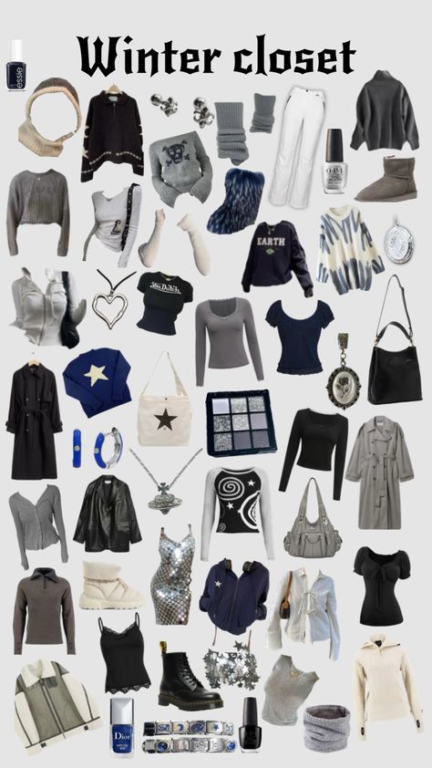 Winter closet aesthetic y2k outfit ideas Yk2 Aesthetic Outfits Winter, I’m Cold Outfit Aesthetic, Blue Winter Aesthetic Outfit, Warm Grunge Outfits Winter, Winter Aesthetic Outfit Y2k, Cute Y2k Winter Outfits, Cold Winter Fits Aesthetic, Winter Outfits Y2k Aesthetic, Wintercore Aesthetic Outfit