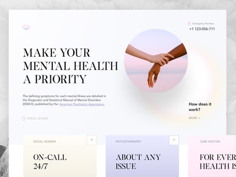 Online Portal for Mental Health Information by Julia for Windmill on Dribbble Mental Health Website Design, Health Website Design, Mental Health Website, Therapy Images, Therapy Website Design, Online Website Design, Health Website, Mental Therapy, Mental Health Campaigns