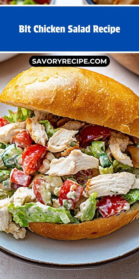 Craving something light yet delicious for dinner? Our BLT Chicken Salad Recipe is the perfect solution, delivering a burst of flavor with each bite. It's quick to make and ideal for busy nights. Be sure to save it for easy access later! Chicken Blt Sandwich, Chicken Blt Salad, Blt Chicken Salad, Blt Chicken, Chicken Blt, Chicken Salad Wrap, Savory Recipe, Blt Salad, Blt Sandwich