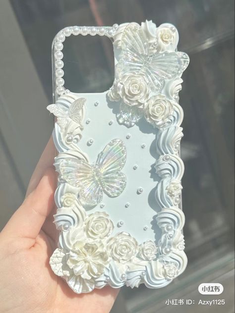 Cream Gel Phone Case, Diy Cream Phone Case, Cream Phone Cover, Deco Cream Phone Case, Decoden Inspiration, Aesthetic Phonecases, Custom Phone Cases Diy, Custom Phone Cases Ideas, Cream Phone Case