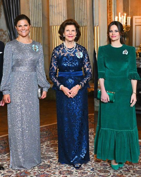 The King and Queen of Sweden Host Riksdag Dinner — Royal Portraits Gallery Princess Of Denmark, Sweden Style, Queen Silvia Of Sweden, Royal Gala, Queen Of Sweden, Victoria Prince, Princess Sofia Of Sweden, Gala Gowns, Sweden Fashion