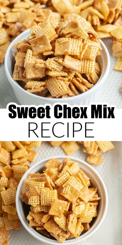 Sweet Chex Mix Recipe, Cereal Mixes, Caramel Homemade, Chex Mix Recipes Sweet, Sweet Chex Mix, Sweet Chex, Golden Grahams Cereal, Desserts Holiday, Chex Mix Recipe