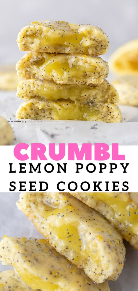 Cookies With Lemon Curd, Crumbl Recipes, Crumbl Cookie Recipes, Lemon Poppy Seed Cookies, Crumbl Copycat, Poppy Seed Cookies, Cookies With Lemon, Crumble Cookie Recipe, Seed Cookies