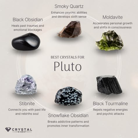 Explore the mystical allure of Pluto's finest crystals in this captivating collection. Each crystal, unique in its structure and hue, resonates with the enigmatic energy of this distant planet. Perfect for collectors and astrology enthusiasts, these Pluto-inspired crystals offer a glimpse into the mysteries of the universe, enhancing any space with their otherworldly beauty and energy Pluto Astrology, Pluto Retrograde, Pluto Planet, Planet Energy, Otherworldly Beauty, Astro Tarot, Black Obsidian Stone, Best Crystals, Crystal Power