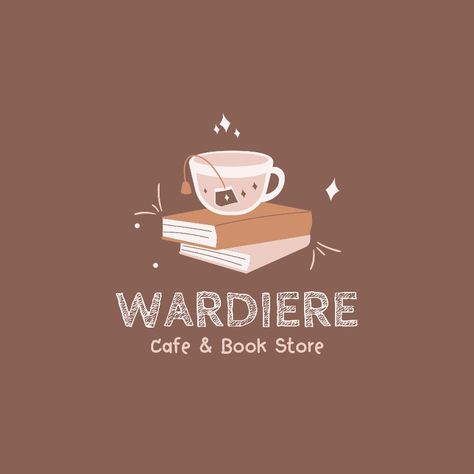 Brown Beige Cute Playful Cafe and Book Store Logo Book Store Logo Design, Book Club Logos, Book Cafe Logo, Logo Bookstore, Bookstore Logo Design, Logos Bookstore, Mobile Coffee Truck, Book Store Logo, Bookstore Logo