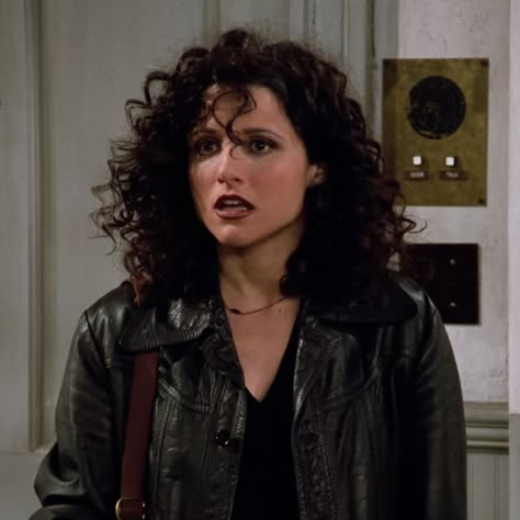 Elaine Benes, Honest Reaction, Ladies And Gentlemen, Seinfeld, Curly Hair, Tumblr, Hair, Leather, Art