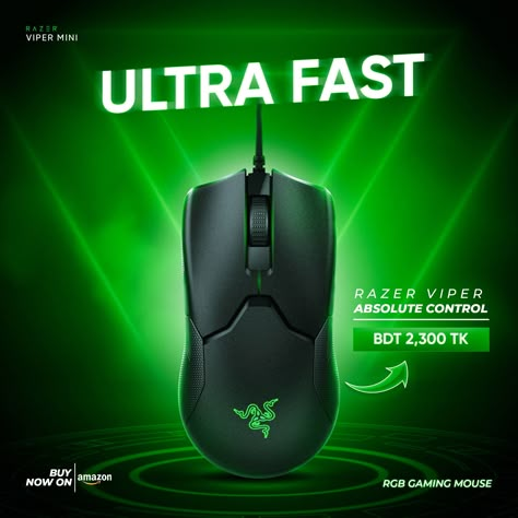 Social Media Post Design - RAZER GAMING MOUSE Vol. 02 :: Behance Razer Gaming, Graphic Design Cv, Pop Art Drawing, Design Cv, Social Media Advertising Design, Social Media Post Design, Design Advertising, Graphic Design Advertising, Post Design