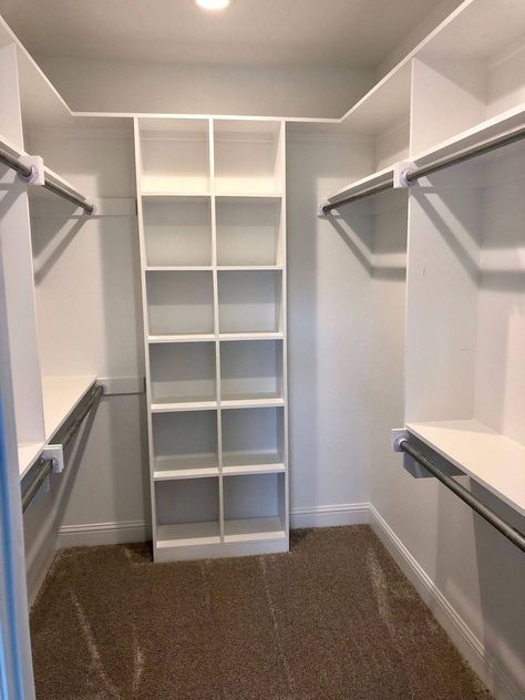 Designing A Small Walk In Closet, Simple Small Closet Ideas, 12x6 Walk In Closet Layout, Redo Small Walk In Closet, Easy Diy Walk In Closet, Diy Closet Remodel Walk In, Walk In Closet Redo Diy, Basic Walk In Closet, 8x12 Closet Layout