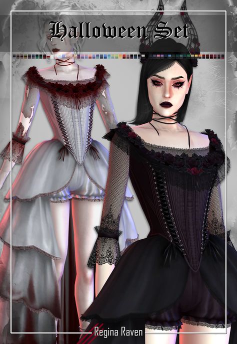 Halloween 2022 🎃 | Regina Raven on Patreon Sims 4 Cc Goth, Vampire Clothes, Sims Packs, Pelo Sims, Sims 4 Body Mods, Sims 4 Cc Folder, Sims 4 Gameplay, Sims 4 Dresses, Sims 4 Characters