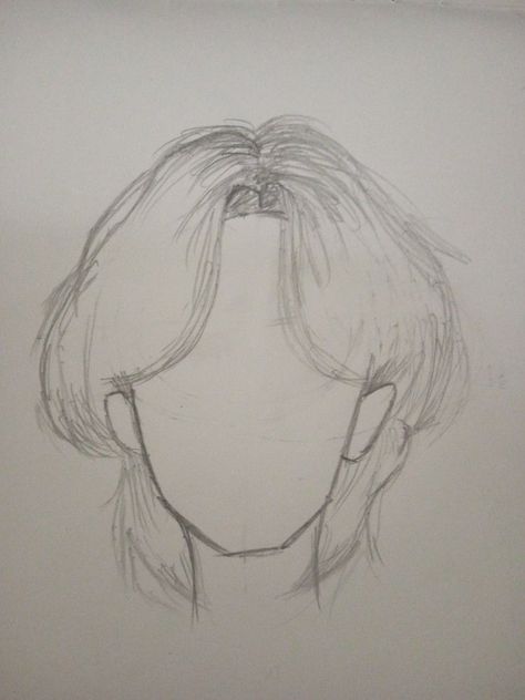 Hair For Sketches, Short Drawing Hair, Face And Hair Sketch, How To Draw A Short Hair, Drawings Of Hair Easy, How Do I Draw Hair, How To Make Hair Sketch, Tutorial How To Draw Hair, Hair Sketching Tutorial