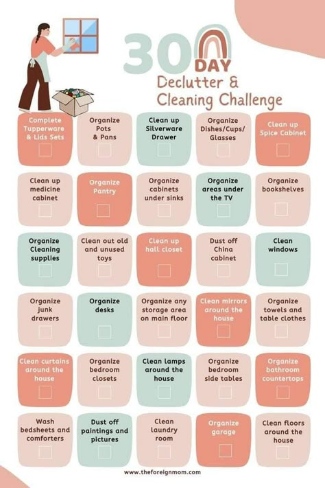 30 Day Declutter, Decluttered Home, Daily Cleaning Schedule, Printable Schedule, Minimalism Challenge, Cleaning Challenge, Clean House Schedule, Organizing Challenges, Declutter Challenge