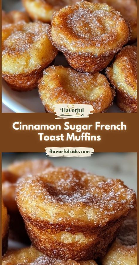 Start your day with these delightful cinnamon sugar French toast muffins—easy to make and full of warm, comforting flavors! Pioneer Woman Cinnamon Sugar French Toast Muffins, French Toast Sheet Pan, Breakfast Ideas Without Meat, Easy Christmas Morning Breakfast Sweet, Last Minute Brunch Ideas, Quick And Easy Breakfast Recipes For One, Quick To Go Breakfast Ideas, Cinnamon Toast Crunch Pancakes, Muffins For Christmas Morning