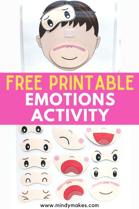 Teach kids how to identify and verbalize emotions with this creative Kid's Emotion Matching Activity. Includes 8 flashcards with labeled Emotions: Angry, Sad, Happy, Embarassed, Scared, Excited, Unhappy, and Surprised. Free Printable. Identifying emotions activities for kids | Social and emotional activities for kids | Social emotional learning activities | teaching emotions to toddlers Feeling crafts for toddlers | Emotions crafts for toddlers Labeling Emotions Activity, Emotions For Infants, Feelings Learning Activities, Emotions Sorting Activity, Feelings And Emotions Math Activities, Crafts For Emotions Preschool, Emotion Faces Printable, Emotion Activity For Preschool, Matching Emotions Free Printable