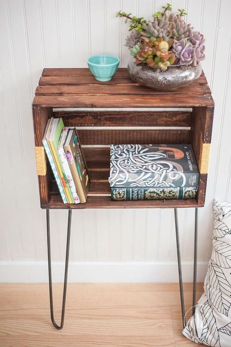 30+ Fab Art DIY Wood Crate Up-cycle Ideas and Projects | www.FabArtDIY.com - Part 3 Michaels Crates, Wooden Crate Furniture, Kursi Bar, Diy Things, Wood Crates, Wooden Crates, Into The Woods, Wooden Crate, 인테리어 디자인