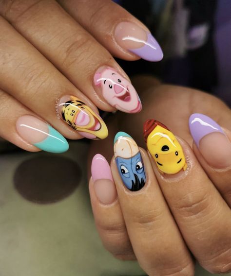 Eeyore Nail Designs, Dora Nails, Oval Nails Designs, Oval Nails, Nail Inspiration, Nails Designs, Nails Design, Nails Inspiration, Nail Ideas