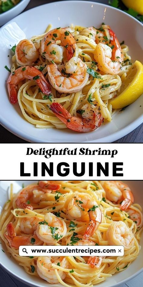 Whip up this Easy Shrimp Linguine in just 30 minutes! With perfectly cooked linguine, fresh shrimp, and a sprinkle of parsley, it’s a flavorful and satisfying meal everyone will enjoy. Linguine And Shrimp Recipes, Linguini With Shrimp, Shrimp And Linguine Recipes, Linguine Pescatore Recipe, Easy Shrimp Recipes For Dinner, Shrimp Linguine Recipe Easy, Garlic Shrimp Linguine Recipe, Pescatore Recipe, Linguine Recipes Easy