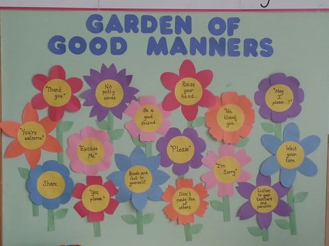 Garden of Good Manners Garden Of Good Manners Bulletin Board, Garden Of Good Manners Craft, Manners Bulletin Board Ideas, Good Manners Chart For Classroom, Manners Crafts Preschool, Garden Of Good Manners, Good Manners Chart, Good Manners For Kids, Manners Preschool