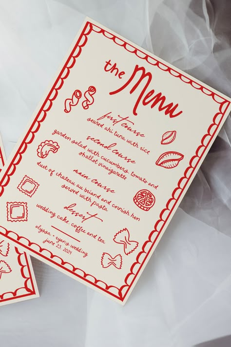 Make your wedding rehearsal dinner a feast for the eyes as well as the palate with our Italy Wedding Menu Template. The fun and unique scribble design brings a touch of Italian charm to your table, while the editable feature allows you to personalize for your special event. Download instantly and impress your guests with your creativity! Wedding Pizza Menu Sign, Fun Wedding Menu Design, Italian Summer Menu Design, Menu Dinner Party Design, Dinner Party Menu Design Aesthetic, Italian Dinner Menu Design, Italian Dinner Invitations, Italian Dinner Party Invitations, Italian Menu Design Ideas