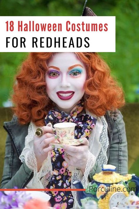 Redhead Halloween Costume Ideas Costumes With Red Hair Halloween, Woman Diy Costume Halloween, Halloween Costumes For Ginger Women, Halloween Costume Ideas For Red Hair, Halloween Costumes Ginger Women, Halloween Costumes Couples Red Hair, Best Woman Halloween Costumes, Ginger Halloween Ideas, Diy Halloween Costumes Red Hair