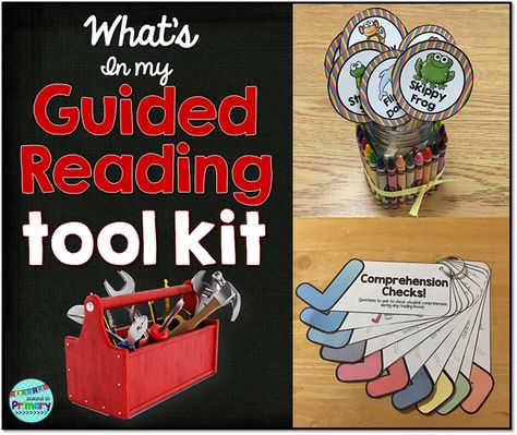 What's In My Guided Reading Tool Kit?  A blog post to share what your students need in their tool kit and a couple of crucial teacher tools too. Second Grade Comprehension, Guided Reading Table, Reading Coach, Lucy Calkins, Guided Reading Activities, Guided Reading Groups, Balanced Literacy, Reading Specialist, Reading Response