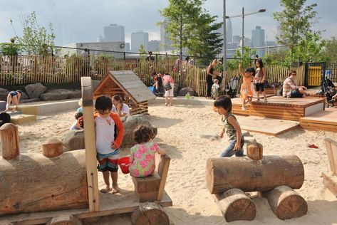 Sandbox Village at Brooklyn Bridge Park Natural Playground Ideas, Day Trip To Nyc, Natural Playgrounds, Spray Park, Long Term Care Facilities, Great Vacation Spots, Playground Ideas, Kids Sand, Brooklyn Bridge Park