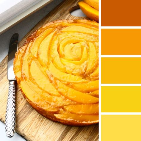 Cake Pallete, Mango Color Palette, Mango Upside Down Cake, Pallete Color, Color Thesaurus, Colour Pallets, Mango Cake, Food Inspired, Pastel Colour Palette