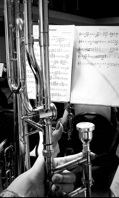 #trombone #blackandwhite #music Trombone Aesthetic Wallpaper, Trombone Photoshoot, Trombone Aesthetic, Trombone Art, Band Nerd, Band Kid, Get A Life, Carthage, Trombone