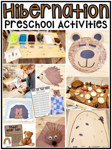 https://www.teacherspayteachers.com/Product/Bears-Hibernation-Thematic-Unit-10876710 Hibernation Montessori Activities, Hibernation Sensory Bin, Hibernation Art Preschool, Hibernation Dramatic Play, Preschool Hibernation Theme, Hibernation Preschool Activities Science, Hibernation Crafts For Toddlers, Bear Hibernation Preschool, Bear Hibernation Craft