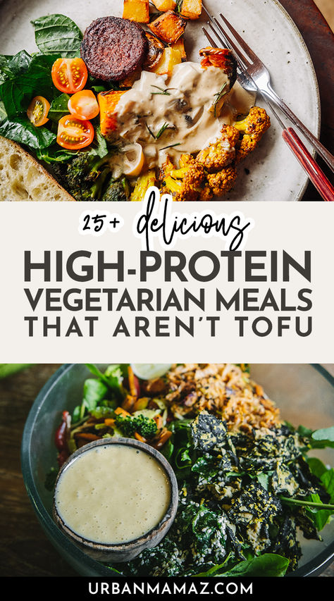 High-Protein Vegetarian Meals That Aren’t Tofu High Protein Low Cal Vegetarian, High Protein Vegetarian Food, Protein Meals For Vegetarians, High Protein Meals For Vegetarians, High Plant Protein Meals, Protein Heavy Vegetarian Meals, High Protein Meatless Dinner Ideas, Gut Healthy Vegetarian Recipes, Macro Vegetarian Recipes