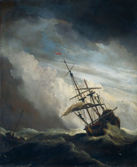 'The Gust' by Willem van de Velde the Younger Henry Wadsworth Longfellow, Navi A Vela, Ancient Mariner, Old Sailing Ships, Rough Seas, Marine Art, Ship Paintings, Stormy Sea, Nautical Art