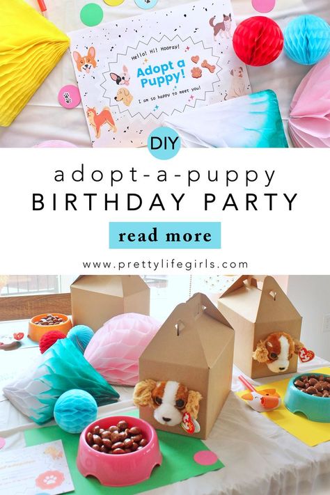 adopt a puppy birthday party ideas Adopt A Puppy Party Ideas, Pet Birthday Party Ideas, Adopt A Pet Birthday Party, Dog Adoption Birthday Party, Adopt Puppy Birthday Party, Puppy Birthday Party Decorations, Pet Adoption Birthday Party Ideas, Animal Rescue Birthday Party Ideas, Adopt A Dog Birthday Party