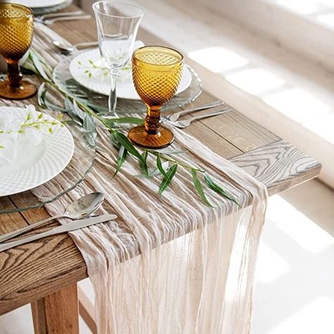 Gauze table runner bulk ivory nude cheesecloth table cloth - Holiday table runner for wedding - Rustic table runner 160 in - Boho chick rustic wedding table cloth decor - Long table runner for wedding #homedecor #interiordesign #homedesign #decorating #homestyle #homedecorideas #InteriorInspiration #HomeInspo #HomeStaging #InteriorDecorating #HomeAccents #HomeDecoration #InteriorStyling #HomeDesignIdeas #HomeDecoratingIdeas #HomeDecorInspo #InteriorInspo #DecorInspiration #Homegoals White Table Runner Wedding, Extra Long Table Runners, Gauze Table Runner, Cheesecloth Table Runner, Birthday Party Table Decorations, Boho Christmas Decor, Rustic Wedding Table Decor, Bohemian Table, Modern Table Runners