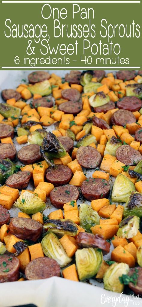 Kielbasa And Brussel Sprouts Recipes, Brussel Sprouts Sausage, Sausage Brussel Sprouts Sweet Potato, Brussel Sprout And Sausage Recipes, Brussels Sprouts Sweet Potato, Sausage Brussel Sprouts Sheet Pan, Sweet Potato And Sausage Recipes, Sausage Sweet Potato Skillet, Sausage And Sweet Potato Recipes