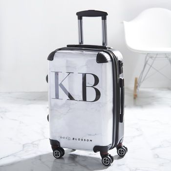 Personalised Marble Suitcase By Koko Blossom | notonthehighstreet.com Marble Suitcase, Personalized Suitcase, Honeymoon Gift, Weekend Bags, Airport Aesthetic, Cabin Bag, Large Suitcase, Honeymoon Gifts, Personalized Luggage