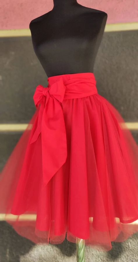 Red Tutu Skirt, Red Tulle Skirt, Masquerade Outfit, Fancy Short Dresses, Red Tutu, Bow Skirt, Organza Dress, Elastic Belt, Valentines Outfits