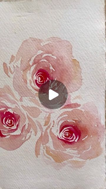 Roses In Watercolor, Rose In Watercolor, Watercolor Roses Painting, Watercolor Roses Tutorial, Watercolor Tutorials For Beginners, Watercolor Videos Tutorial, Painting Ideas Videos, Acquarelli Ideas, Watercolor Rose Tutorial