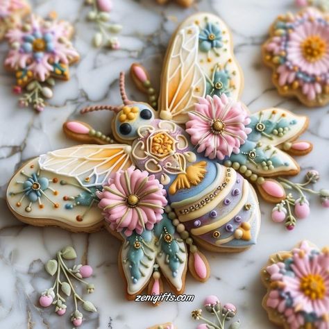 Smoothies Bowl, Baked Biscuits, Farm Cookies, Bee Cookies, Fantasy Architecture, Butterfly Cookies, Decorative Cookies, Amazing Cookies, Drink Art