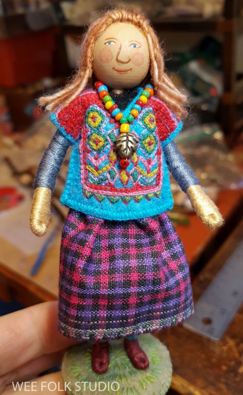 Felt Pin Cushion, Sally Mavor, Wee Folk Studio, Salley Mavor, Wee Folk, Bendy Doll, Folk Doll, Tiny Dolls, Wool Applique