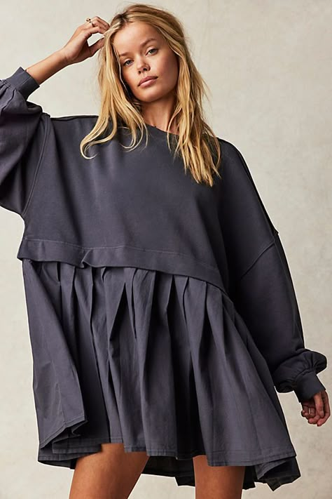 Eleanor Sweatshirt Patchwork Sweatshirt, Sweater Dress Oversized, Exaggerated Sleeves, Tunic Sweatshirt, Sport Dress, Inspired Dress, Oversized Sweater, Sweatshirt Dress, Free People Dresses