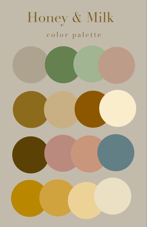 Malted Milk Color Palette, Brunch Color Palette, Honey Colour Palette, Honey Bee Color Palette, Milk And Honey Color Palette, Honey Palette, Honey Color Palette, Food Colors Palette, Yoga Branding Design