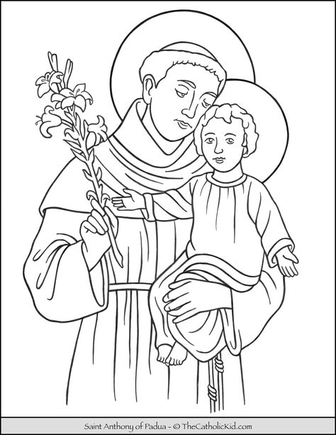 Saint Anthony of Padua Coloring Page - TheCatholicKid.com Saint Antony, Christian Drawings, Saint Coloring, Anthony Of Padua, Saint Anthony Of Padua, Jesus Drawings, St Anthony, Catholic Kids, Saint Anthony