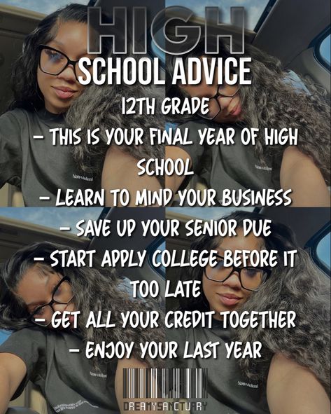 Freshman Advice, School Advice, School Goals, High School Advice, Learn From Your Mistakes, Instagram Board, 10th Grade, 12th Grade, Freshman Year