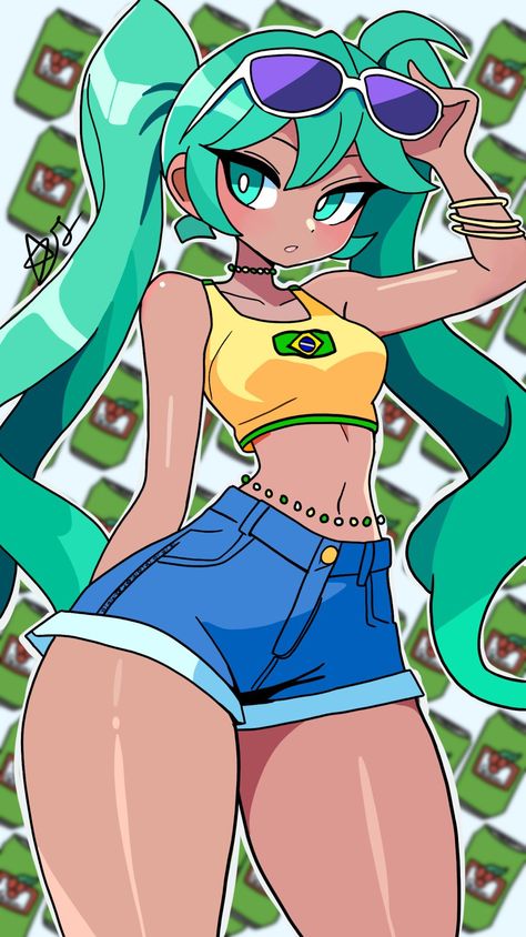 @Star_J_Art Brazilian Twist, Miku Fanart, Miku Hatsune Vocaloid, Turquoise Hair, Concept Art Drawing, Beach Vibes, Cute Anime Pics, Hatsune Miku, Pretty Cool