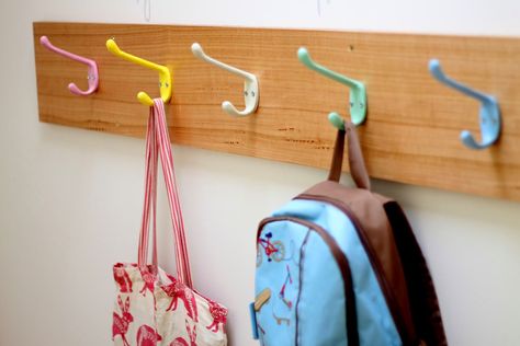 Bag Hooks Wall, School Bag Storage, Backpack Hooks, Kids Wall Hanging, Teacher Decor, Childrens Coats, Jacket Hanger, Daycare Design, Beautiful Composition