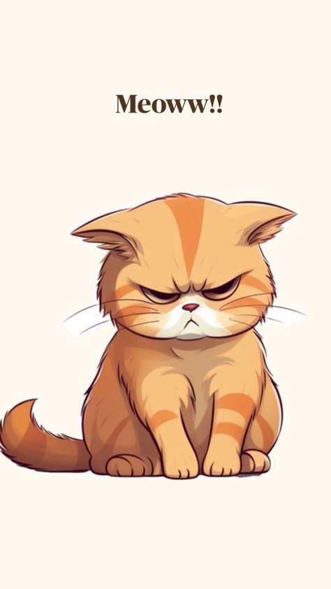 Angry Cat Wallpaper, Cartoon Art Ideas, Angry Cat Drawing, Angry Cat Art, Angry Wallpapers, Funny Animated Cartoon, Angry Cat, Cute Cartoon Images, Cartoon Sketches