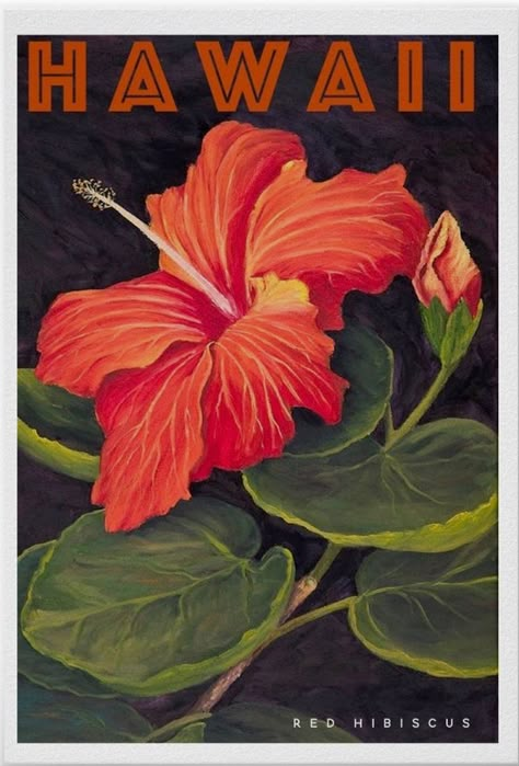 Red Posters, Surf Posters, Hawaii Tattoos, Hawaii Hibiscus, Hawaiian Travel, Hawaii Vintage, Hawaii Art, Surf Poster, Hawaiian Tattoo